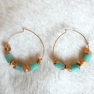 NWOT Natural Stone Hoop Earrings